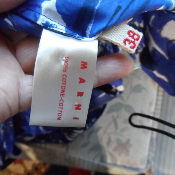 Marni Blue Abstract Print Sleeveless Cotton Dress Size IT 38- US 2 - Picture 16 of 16